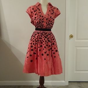 Kay Unger retro mod polka dot built in crinoline poofy dress
